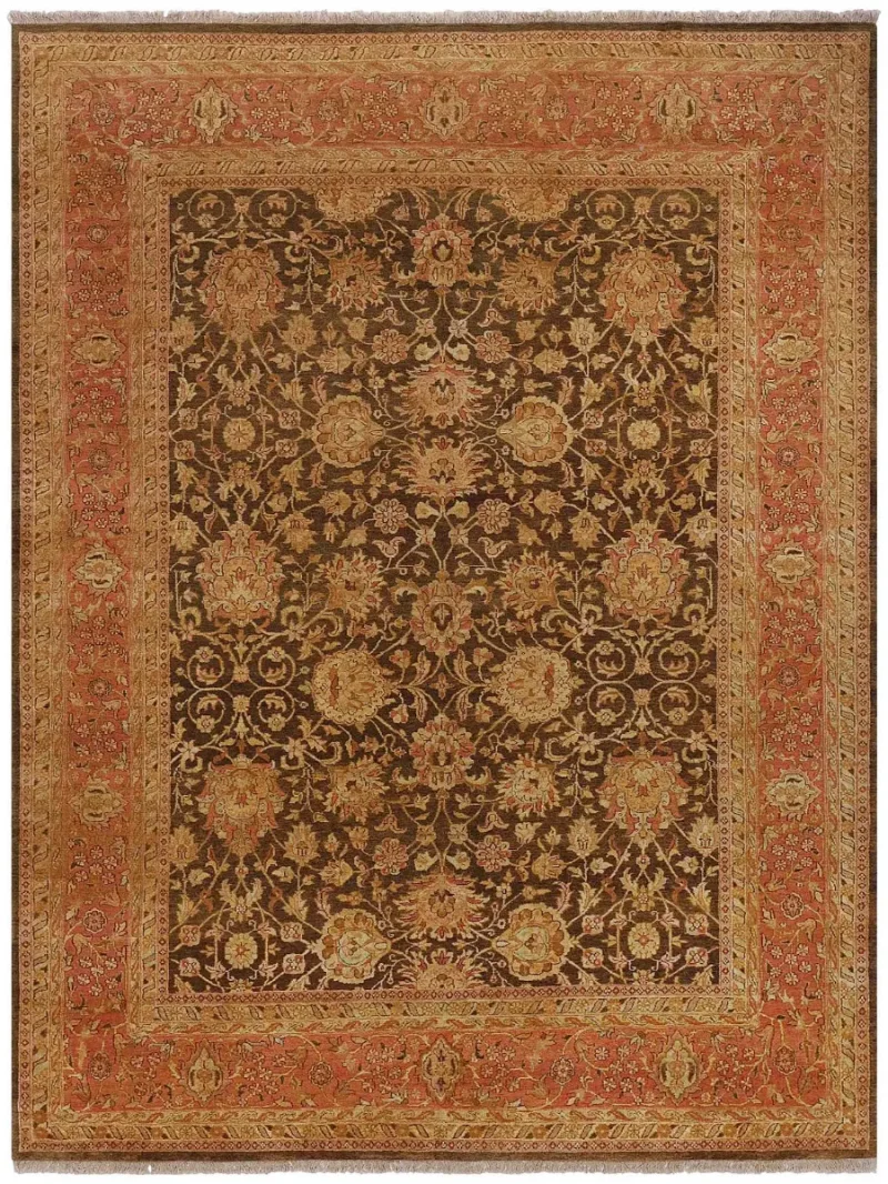 Indian Wool Mahal Brown/Rust  -  9' 11'' x  14' 