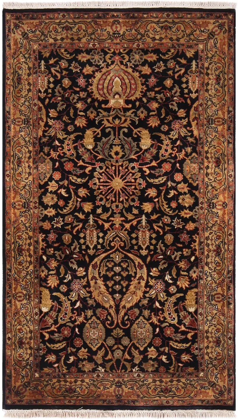 Indian Wool Mahal Black  -  2' 1'' x  4' 7''