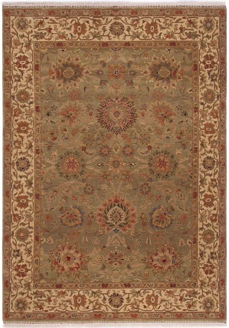 Indian Wool Mahal Green/Gold  -  5'  x  7' 