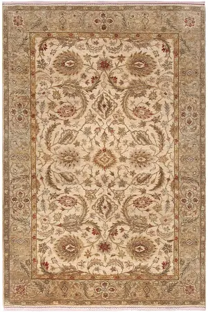 Indian Wool Mahal Ivory Gold - 6' 1'' x 8' 11''