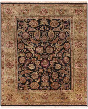 Indian Wool Mahal Black/Green - 8' x 10'