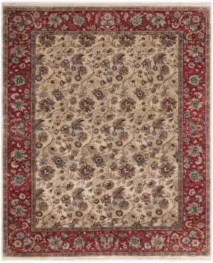 Indian Wool Mahal Ivory/Red - 8' 9'' x 12'