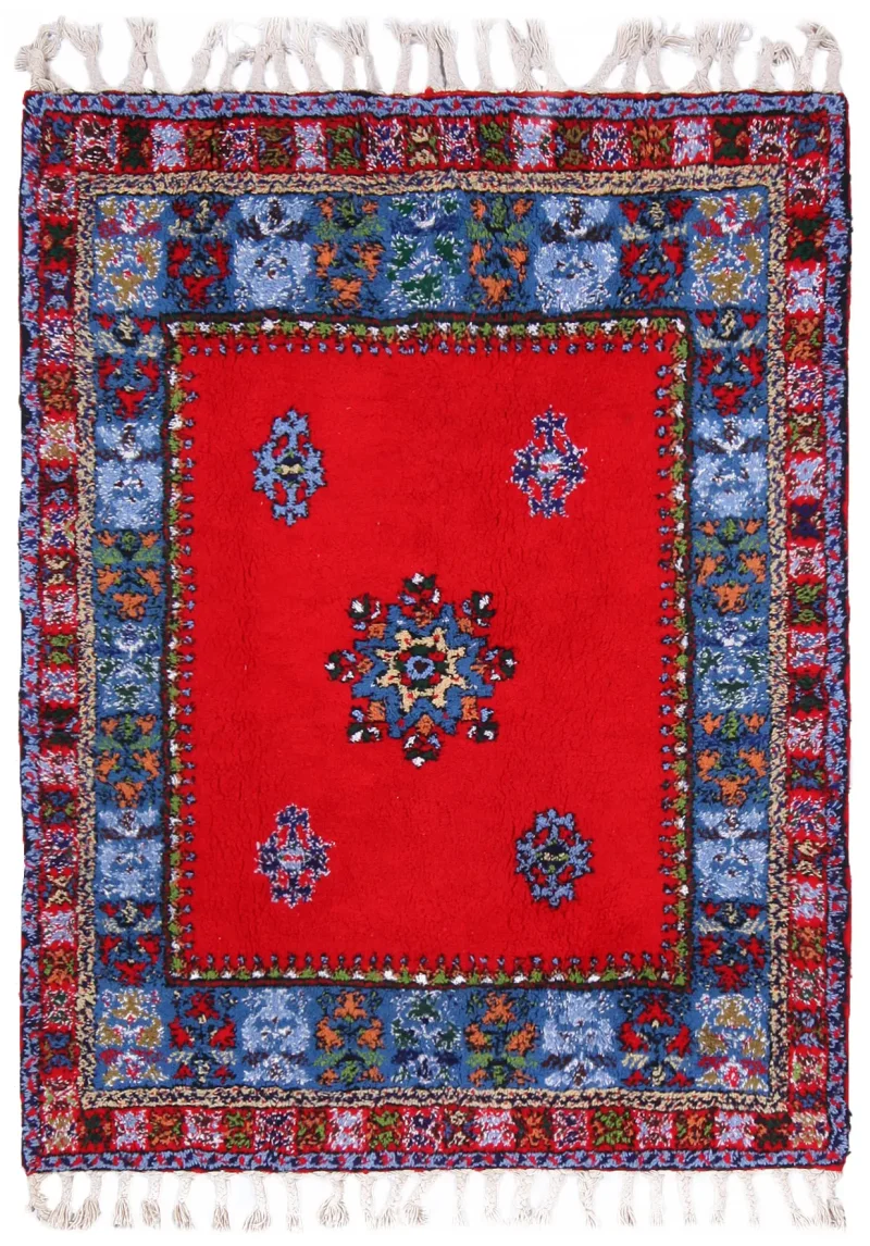 Indian Wool Moroccan Gabbeh Blue  -  4'  x  4' 