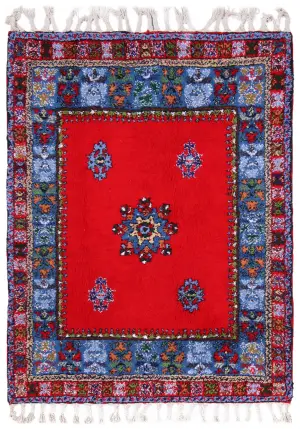 Indian Wool Moroccan Gabbeh Blue - 4' x 4'