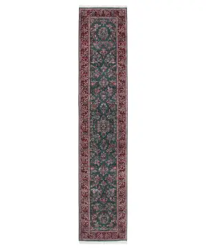 Indian Wool Sarouk Green - 2' 7'' x 12' 4''