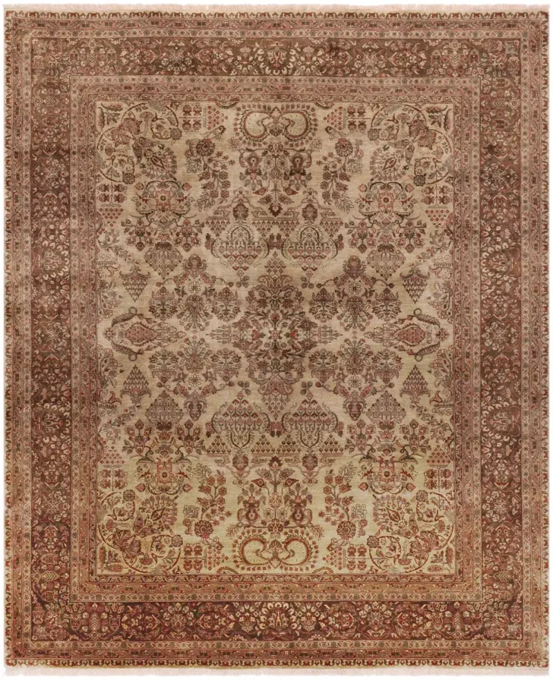 Indian Wool Sarouk Beige/Brown  -  8' 1'' x  10' 