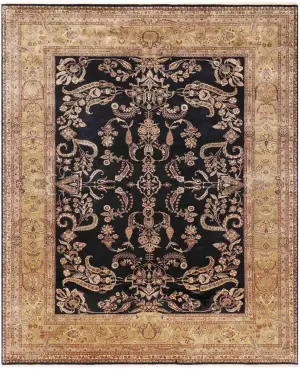 Indian Wool Sarouk Black/Gold - 9' x 12' 3''
