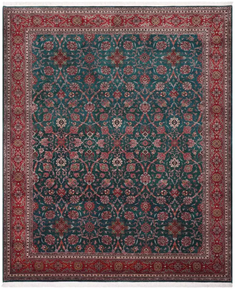Indian Wool Semnan Green/Rust  -  9' 3'' x  12' 4''