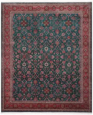 Indian Wool Semnan Green/Rust - 9' 3'' x 12' 4''