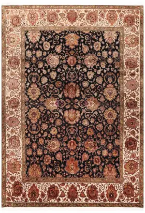 Indian Wool & Silk Agra Ivory - 7' 8'' x 10' 9''