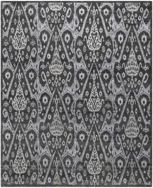 Indian Wool & Silk Ikat Charcoal - 9' 1'' x 12' 2''