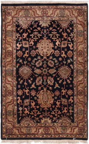 Indian Wool & Silk Mahal Navy - 3' 11'' x 6'