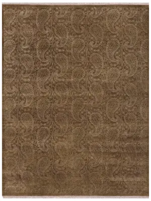 Indian Wool & Silk Paisley Brown - 7' 11'' x 10' 2''