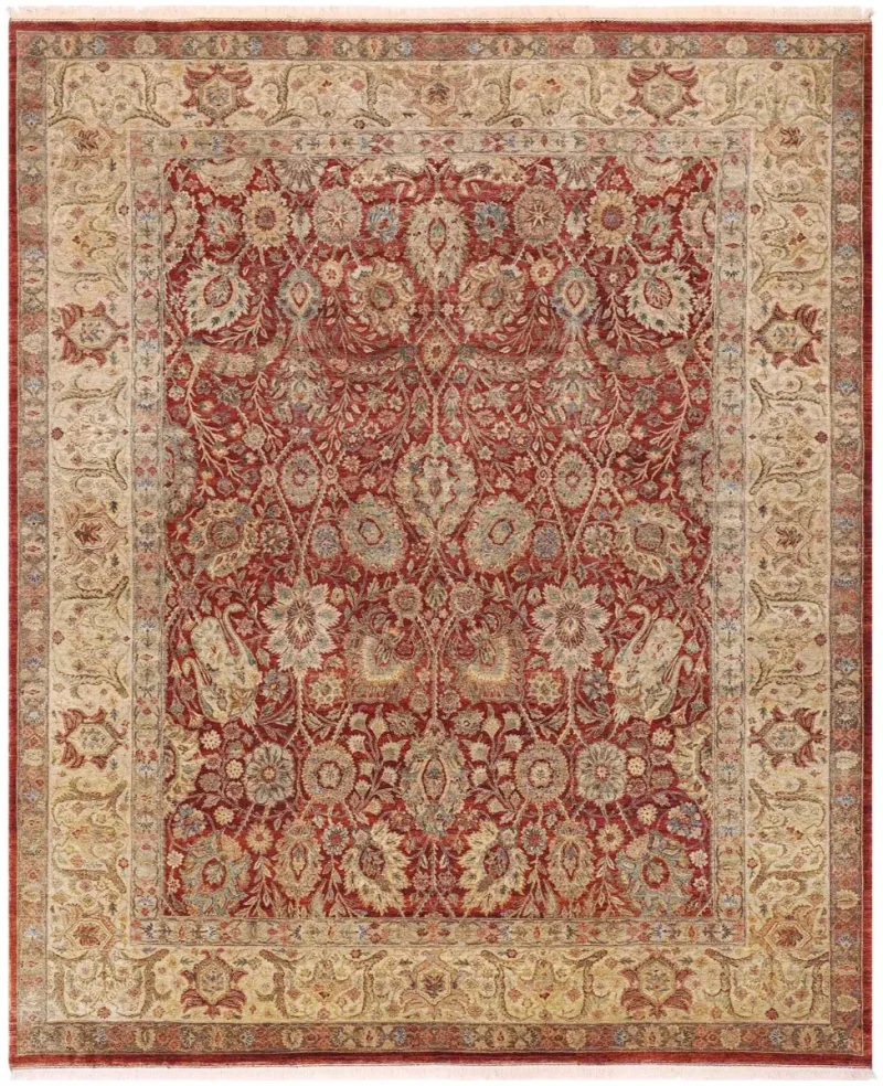 Indian Wool & Silk Tabriz Red  -  9' 1'' x  12' 4''