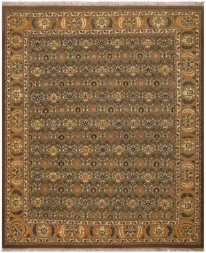 Indian Wool Soumak Green/Gold - 9' x 12'