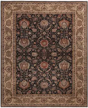 Indian Wool Sultanabad Black/Ivory - 10' x 14'