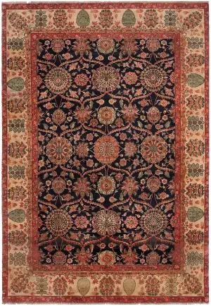Indian Wool Tabriz Black/Gold - 10' 1'' x 14' 6''