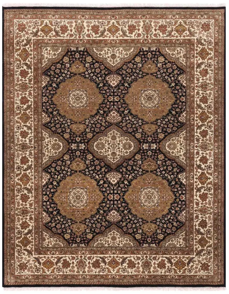 Indian Wool Tabriz Black  -  8' 2'' x  10' 1''