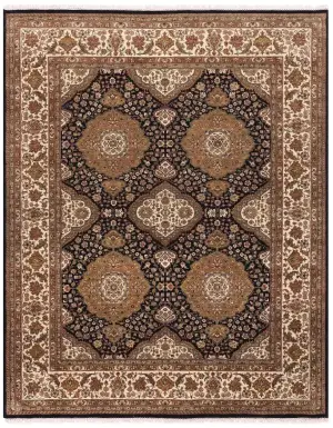 Indian Wool Tabriz Black - 8' 2'' x 10' 1''