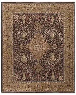 Indian Wool Tabriz Black/Gold - 8' x 10'