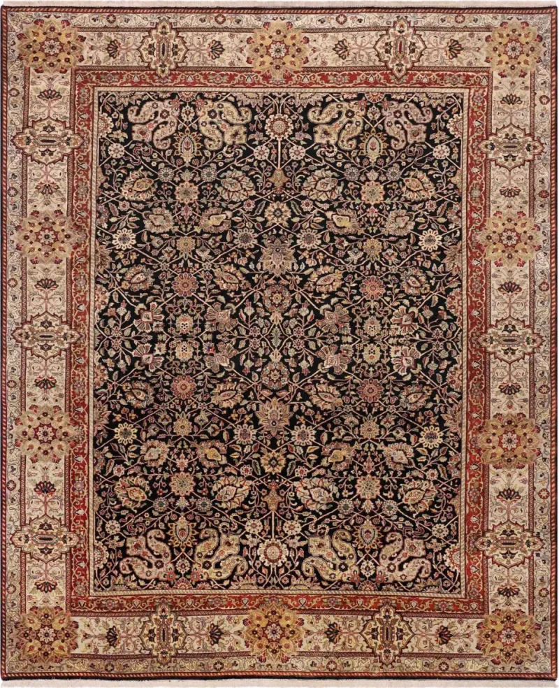 Indian Wool Tabriz Black  -  8' 10'' x  11' 6''