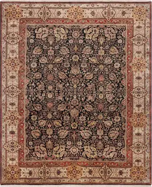 Indian Wool Tabriz Black - 8' 10'' x 11' 6''