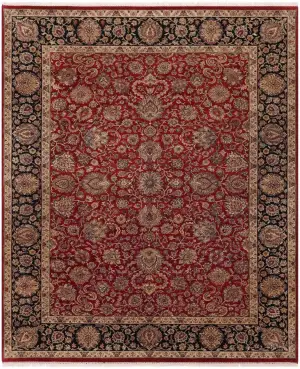 Indian Wool Tabriz Red/Black - 9' x 12'