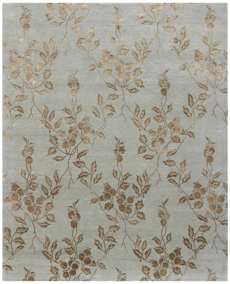 Nepali Wool and Silk Blossom Green  -  8' 1'' x  10' 1''