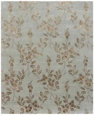 Nepali Wool and Silk Blossom Green - 8' 1'' x 10' 1''