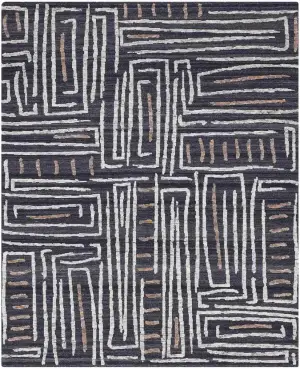 One of a Kind Abstract Labyrinth Charcoal - 7' 10'' x 9' 9''