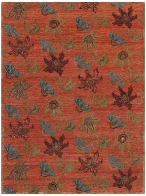 One of a Kind Floral Rust - 9' x 12'