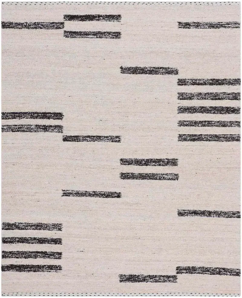 One of a Kind Geometric Block Pattern Ivory/Charcoal  -  7' 11'' x  9' 8''