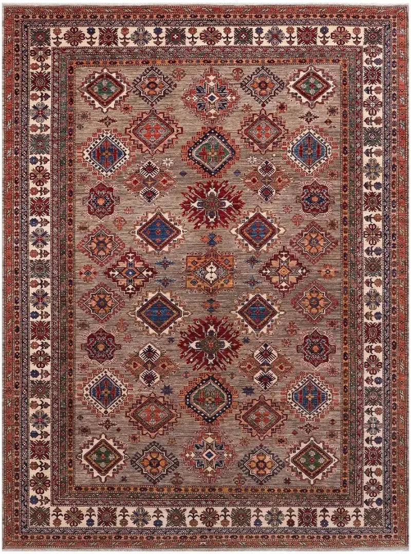 Paki Kazak Kazak Taupe/Multi  -  8' 11'' x  12' 1''