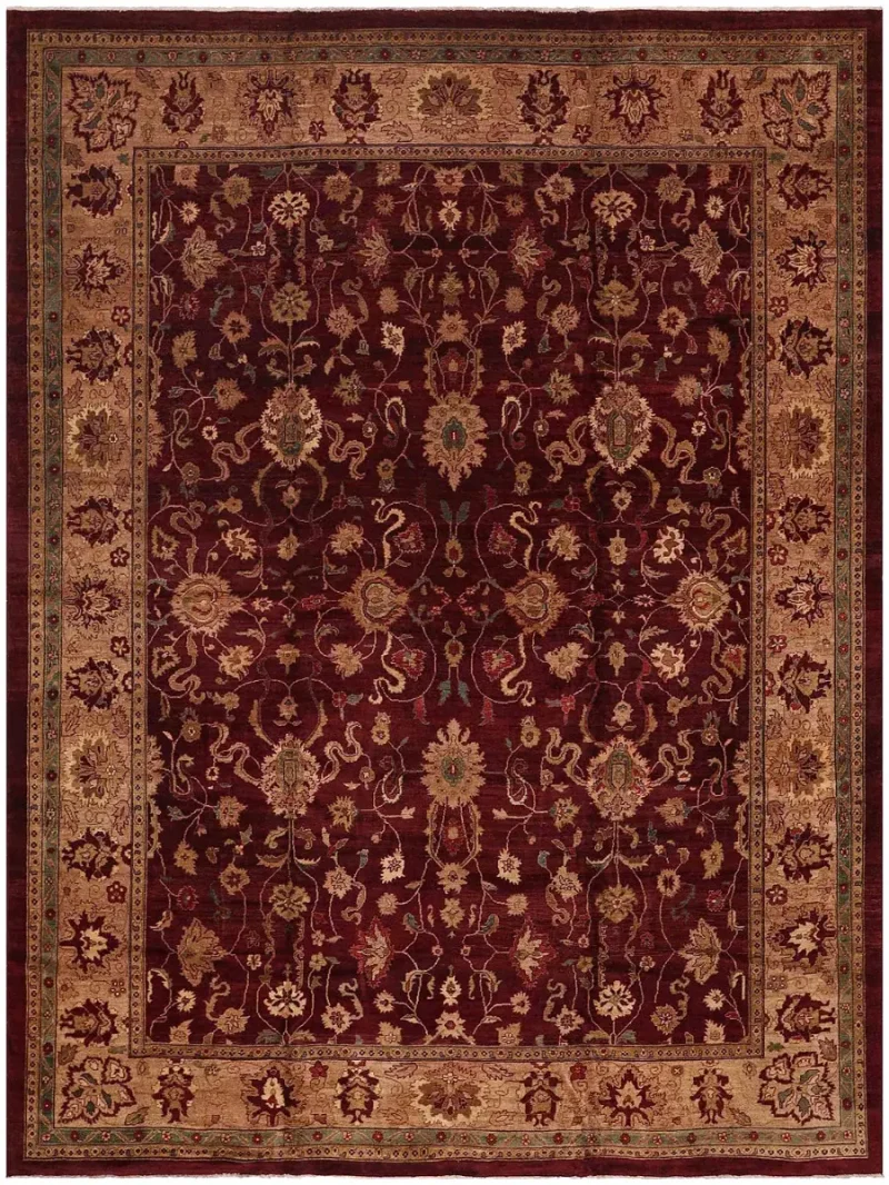Pakistani-One of a Kind Agra Burgundy/Gold  -  11' 8'' x  12' 