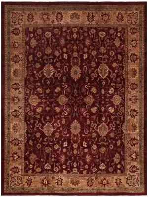 Pakistani-One of a Kind Agra Burgundy/Gold - 11' 8'' x 12'