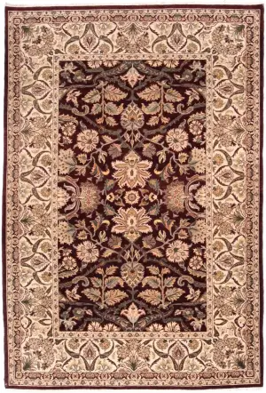 Pakistani-One of a Kind Agra Burgundy - 6' 1'' x 9' 2''