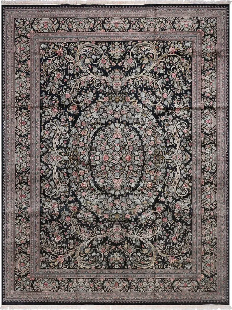 Pakistani-One of a Kind Aubusson Black/Multi  -  12'  x  17' 9''