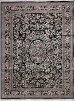 Pakistani-One of a Kind Aubusson Black/Multi - 12' x 17' 9''