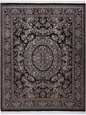 Pakistani-One of a Kind Aubusson Black - 9' x 12'