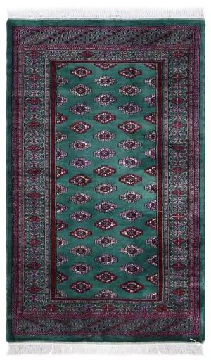 Pakistani-One of a Kind Bokhara Green - 3' 2'' x 5'
