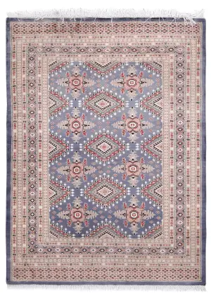 Pakistani-One of a Kind Bokhara Grey - 4' 3'' x 5' 8''
