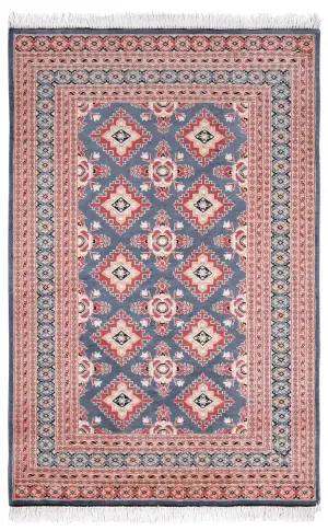 Pakistani-One of a Kind Bokhara Grey - 4' 1'' x 6' 3''