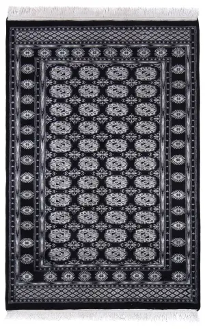 Pakistani-One of a Kind Bokhara Grey - 4' x 6'
