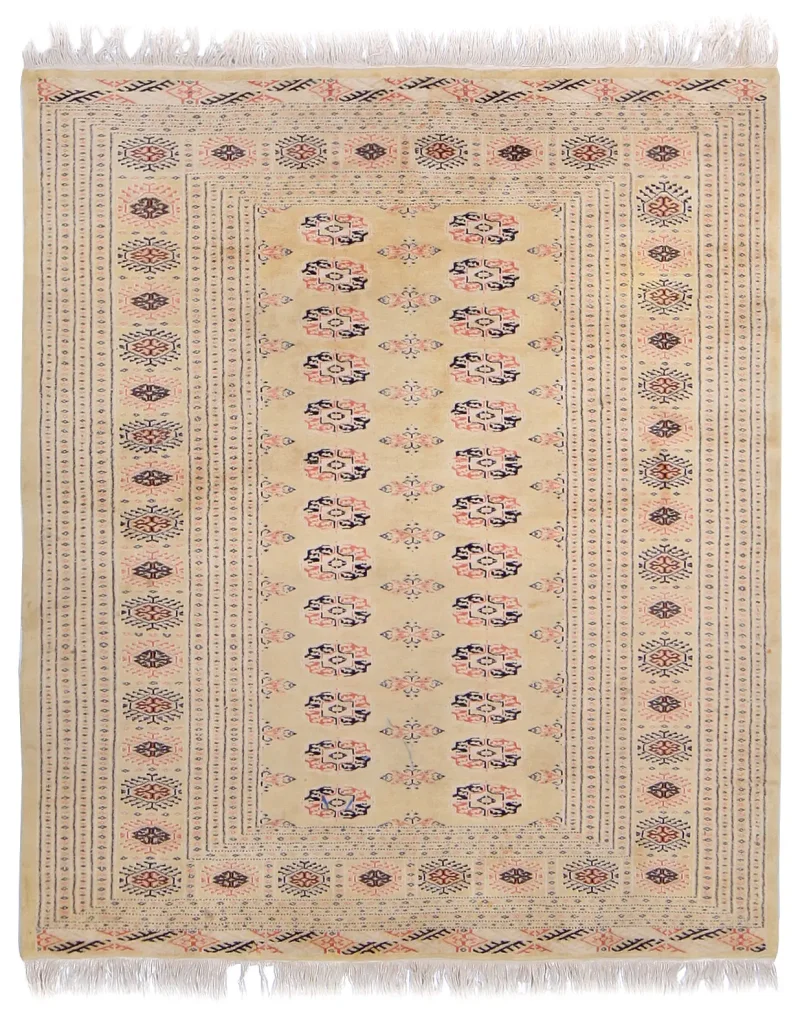 Pakistani-One of a Kind Bokhara Ivory  -  4' 2'' x  4' 9''