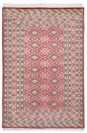Pakistani-One of a Kind Bokhara Rose - 4' 2'' x 6' 3''