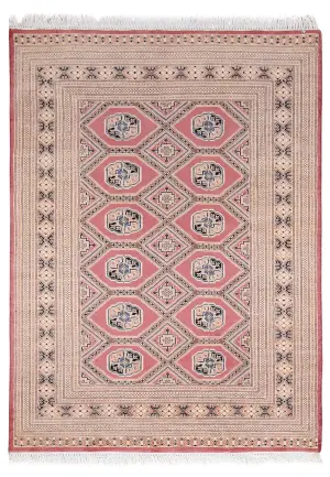 Pakistani-One of a Kind Bokhara Rose - 4' x 5' 7''