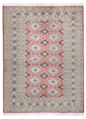 Pakistani-One of a Kind Bokhara Rose - 4' 2'' x 5' 5''
