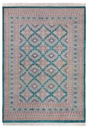 Pakistani-One of a Kind Bokhara Teal - 6' x 8' 8''