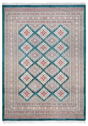 Pakistani-One of a Kind Bokhara Teal - 6' 1'' x 8' 4''
