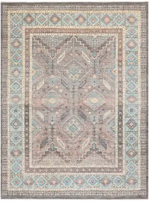 Pakistani-One of a Kind Caucasian Khaki/Blue - 9' x 12' 3''